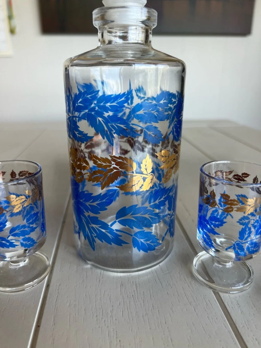 Luminarc Blue and Gold Leaf Glass Decanter Set - Picture 5 of 5